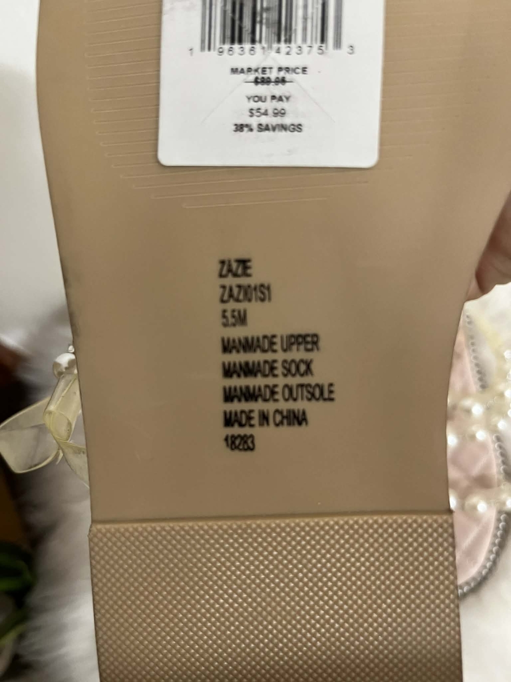 Steve Madden Pearl-Strap Clear Ankle Sandals - Nude/White Pearls New Whithout La - Picture 6 of 8